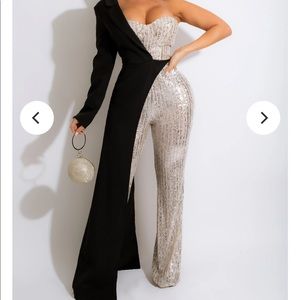 Sequin Half Blazer Jumpsuit